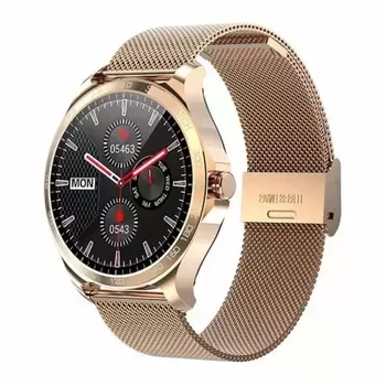 Smartwatch Garett Sport Factory RT złoty, stalowy na bransolecie w kolorze różowego złota.  (1).webp